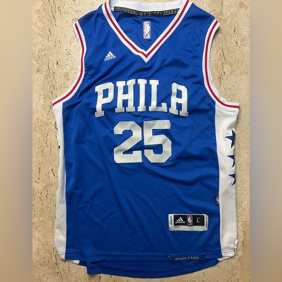 Adidas Swingman NBA Philadelphia 76ers Ben Simmons #25 Jersey Blue Size Large - Picture 1 of 8